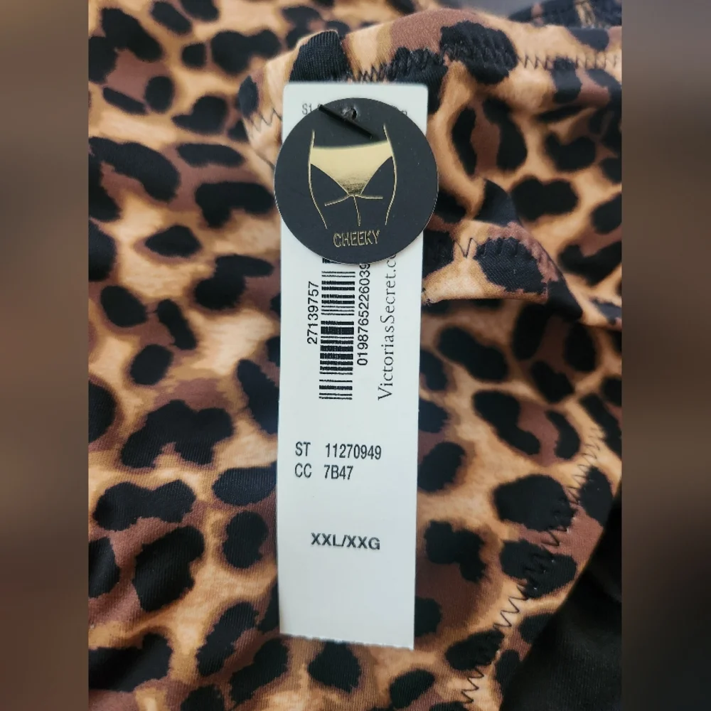 XXL VS Swim Ruched Cheeky Bikini Bottom True Cat Leopard